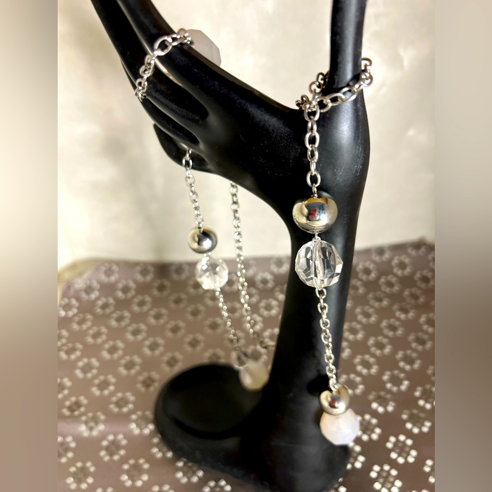 Silver Beaded Statement Necklace